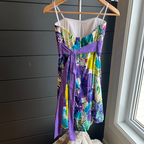 NWOT Strapless Dress in White & Purple - Picture 5 of 7